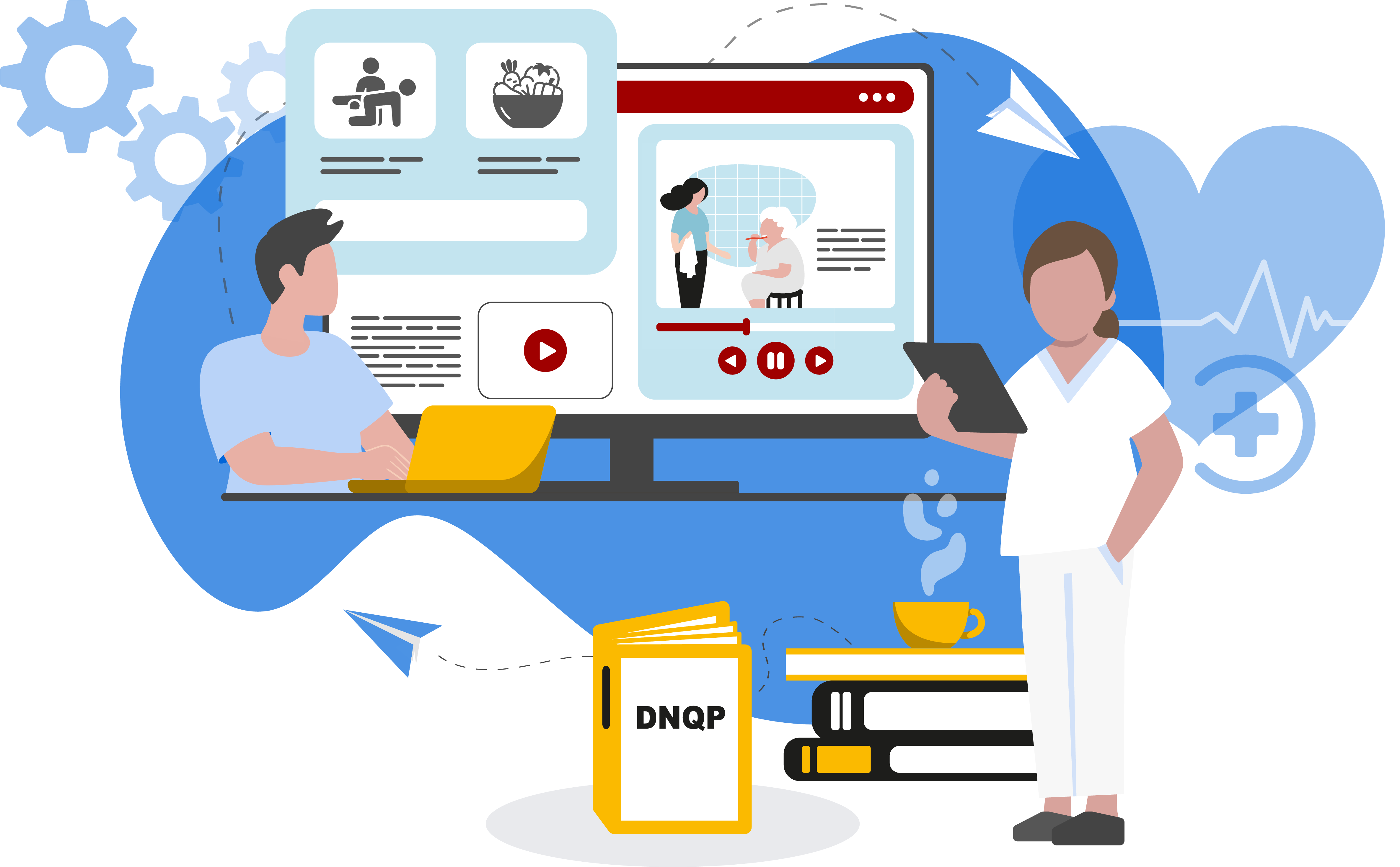Illustration der E-Learning-Module zu den Expertenstandards des DNQP.